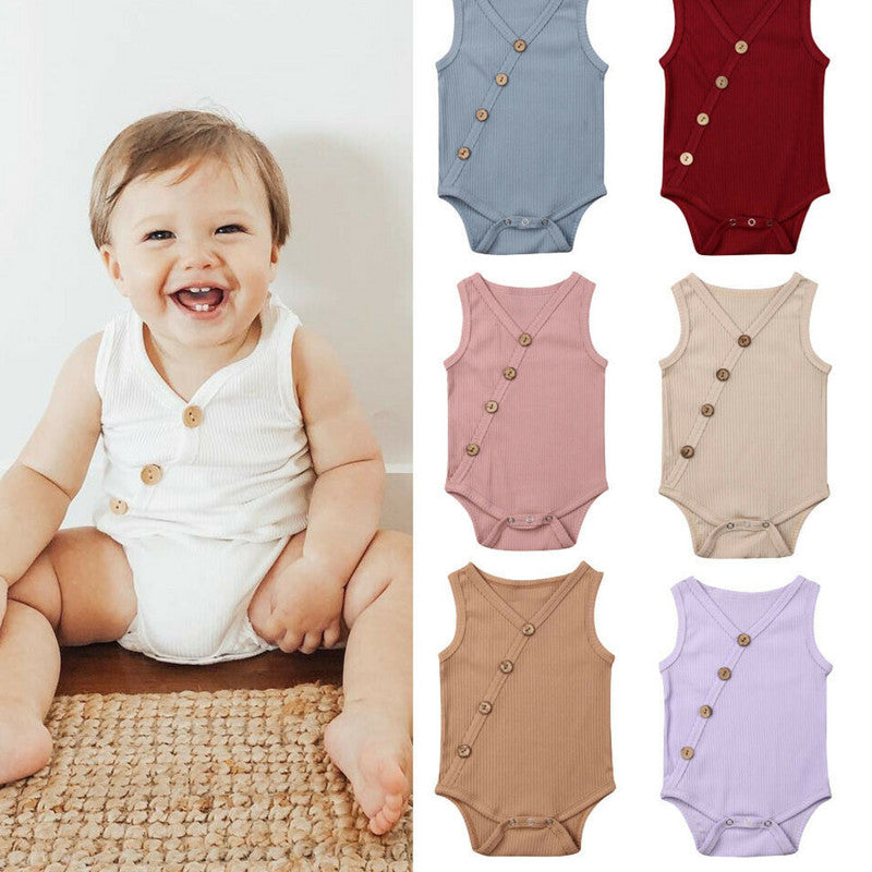 Newborn Baby Solid Bodysuit Kids Clothes Boys Girl Jumpsuit