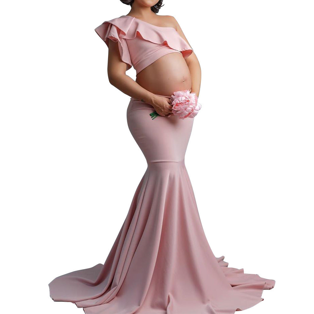 Fashion Sexy Slim Lace Strapless Sleeveless Long Dress For Pregnant Women