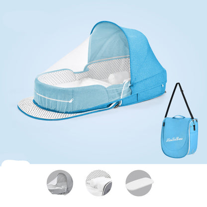 Baby Crib Multifunctional Folding Newborn Nest Toddler Bed Portable Sun Protection Mosquito Net Infant Camping Bed Travel Cot