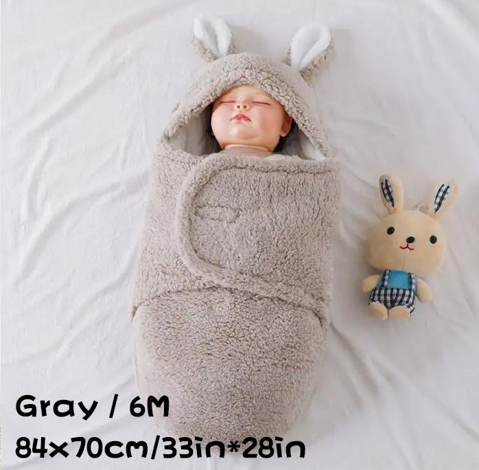 Super Soft Baby Sleeping Bag Fluffy Fleece Newborn Blanket Swaddle Blankets, Unisex Baby Wrap For Newborn Baby Boys Girls With Head-Protecting &amp; Head-Supporting Function, Wearable Swaddle Sleep Sack