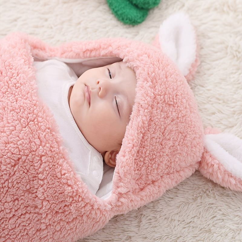 Super Soft Baby Sleeping Bag Fluffy Fleece Newborn Blanket Swaddle Blankets, Unisex Baby Wrap For Newborn Baby Boys Girls With Head-Protecting &amp; Head-Supporting Function, Wearable Swaddle Sleep Sack