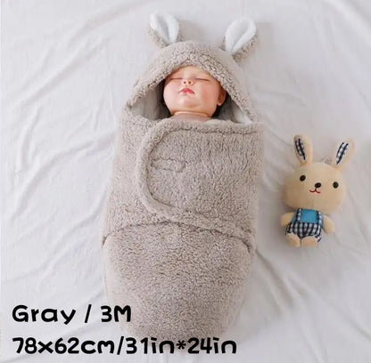 Super Soft Baby Sleeping Bag Fluffy Fleece Newborn Blanket Swaddle Blankets, Unisex Baby Wrap For Newborn Baby Boys Girls With Head-Protecting &amp; Head-Supporting Function, Wearable Swaddle Sleep Sack