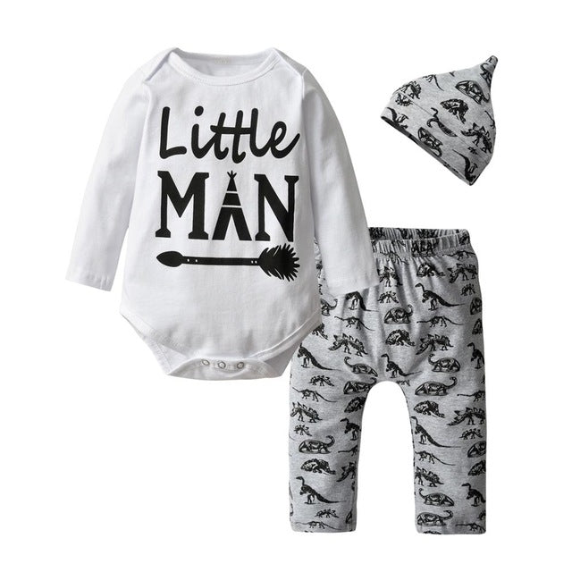 3 Pcs Newborn Baby Boy Clothes Set Cloud Boys Cotton White