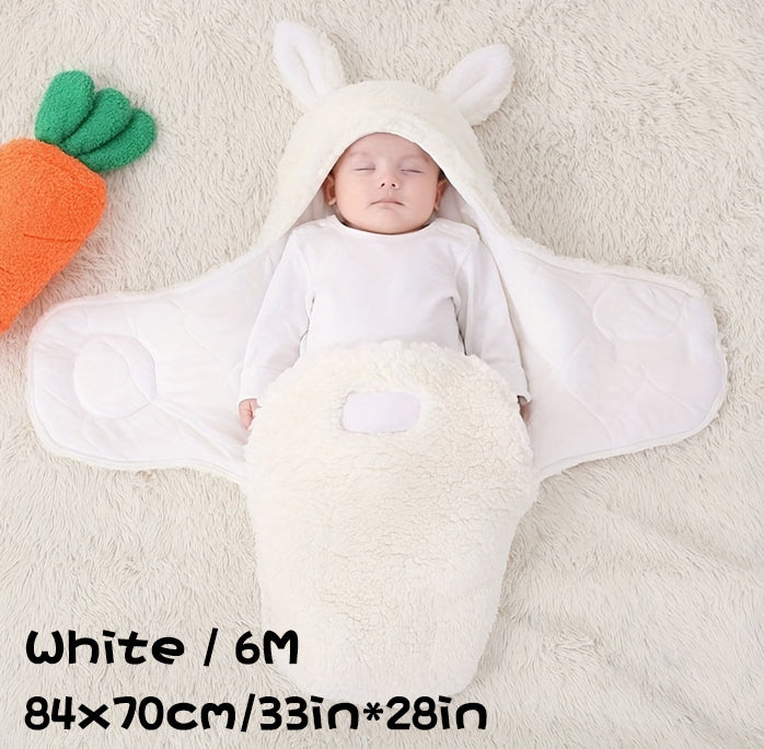 Super Soft Baby Sleeping Bag Fluffy Fleece Newborn Blanket Swaddle Blankets, Unisex Baby Wrap For Newborn Baby Boys Girls With Head-Protecting &amp; Head-Supporting Function, Wearable Swaddle Sleep Sack