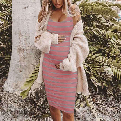 Striped Maternity Vest Dress