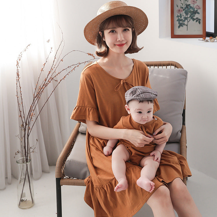 Mid-length Maternity Dress Parent-child Nursing Clothes Slimming