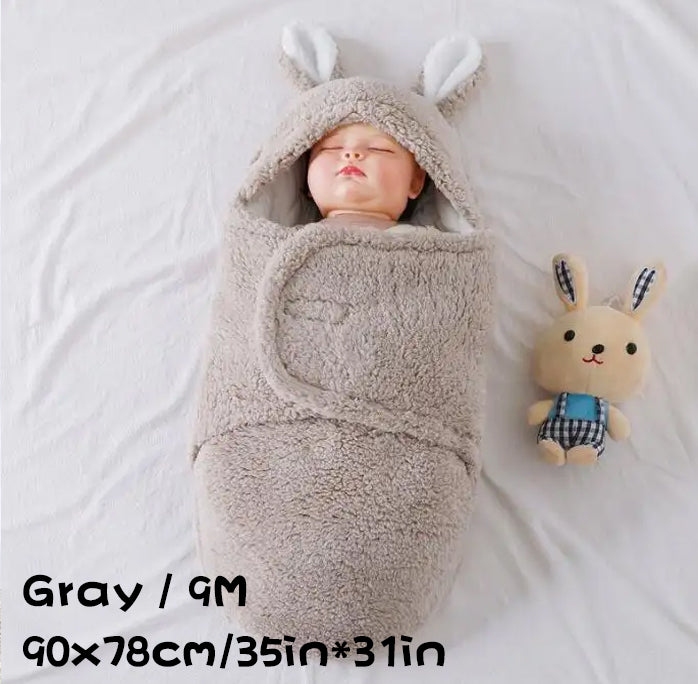 Super Soft Baby Sleeping Bag Fluffy Fleece Newborn Blanket Swaddle Blankets, Unisex Baby Wrap For Newborn Baby Boys Girls With Head-Protecting &amp; Head-Supporting Function, Wearable Swaddle Sleep Sack