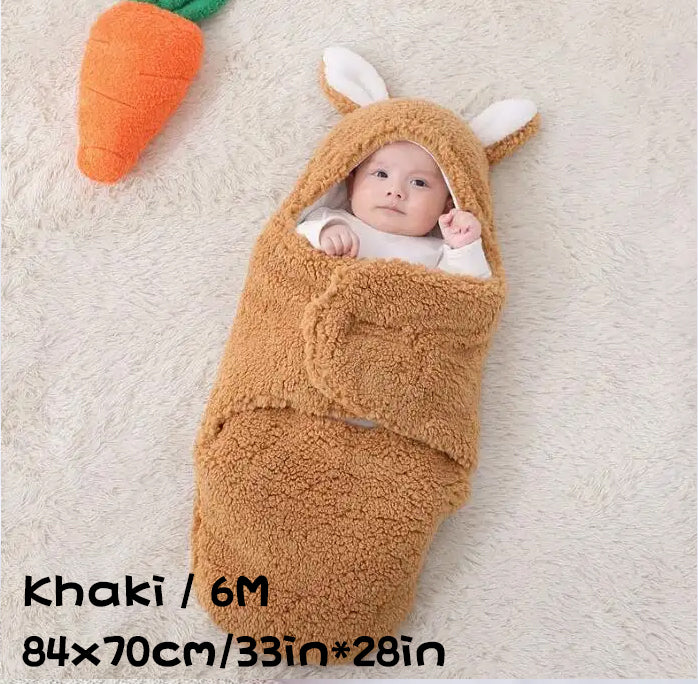 Super Soft Baby Sleeping Bag Fluffy Fleece Newborn Blanket Swaddle Blankets, Unisex Baby Wrap For Newborn Baby Boys Girls With Head-Protecting &amp; Head-Supporting Function, Wearable Swaddle Sleep Sack