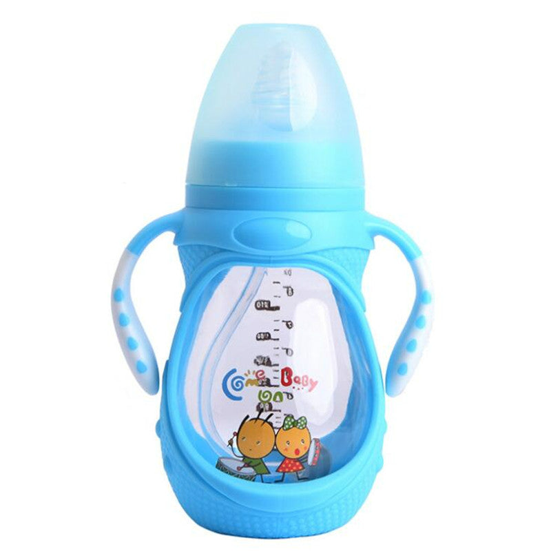 240ML Infant Food Silicone Explosion-proof Glass Feeding