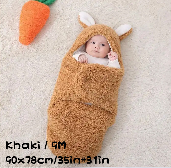 Super Soft Baby Sleeping Bag Fluffy Fleece Newborn Blanket Swaddle Blankets, Unisex Baby Wrap For Newborn Baby Boys Girls With Head-Protecting &amp; Head-Supporting Function, Wearable Swaddle Sleep Sack