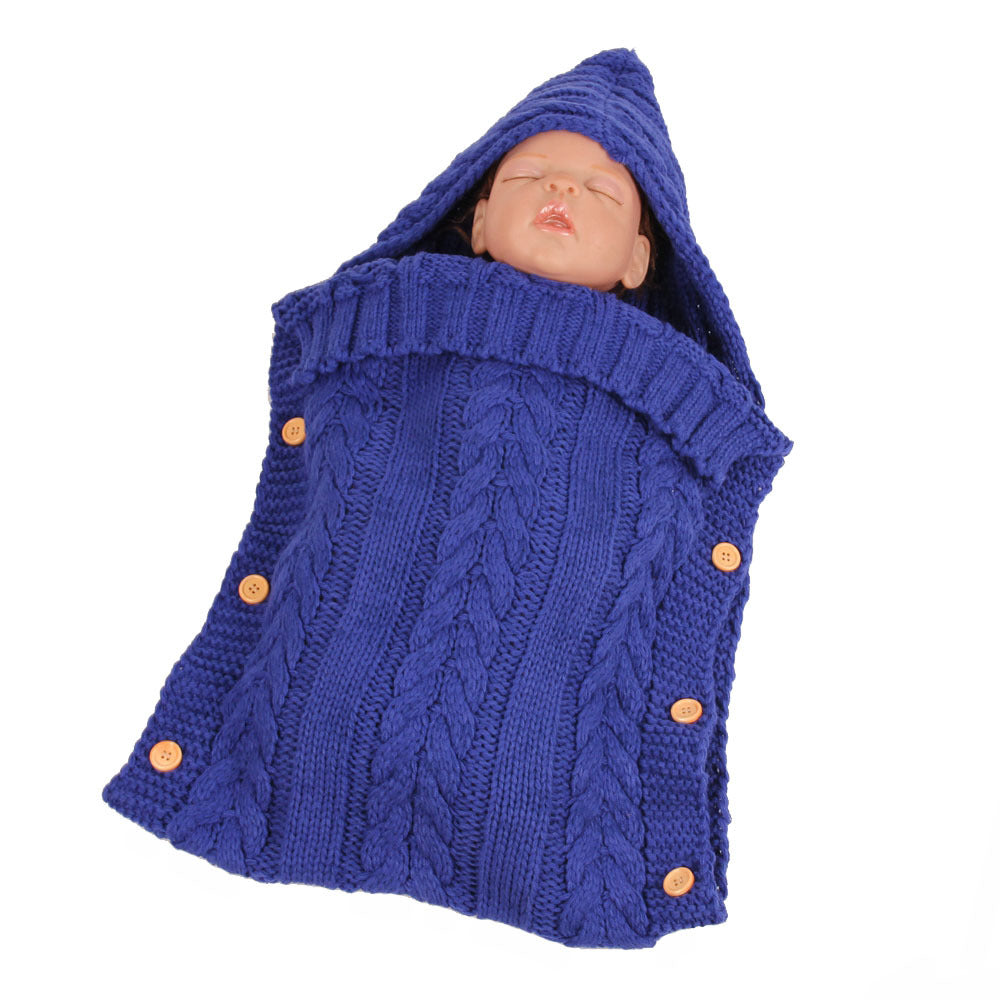 New Autumn Winter Newborn Baby Boy Girl Knit Sleeping Bag Clothes Infant Baby Pure Color Hold Blanket