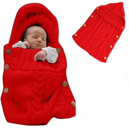 New Autumn Winter Newborn Baby Boy Girl Knit Sleeping Bag Clothes Infant Baby Pure Color Hold Blanket