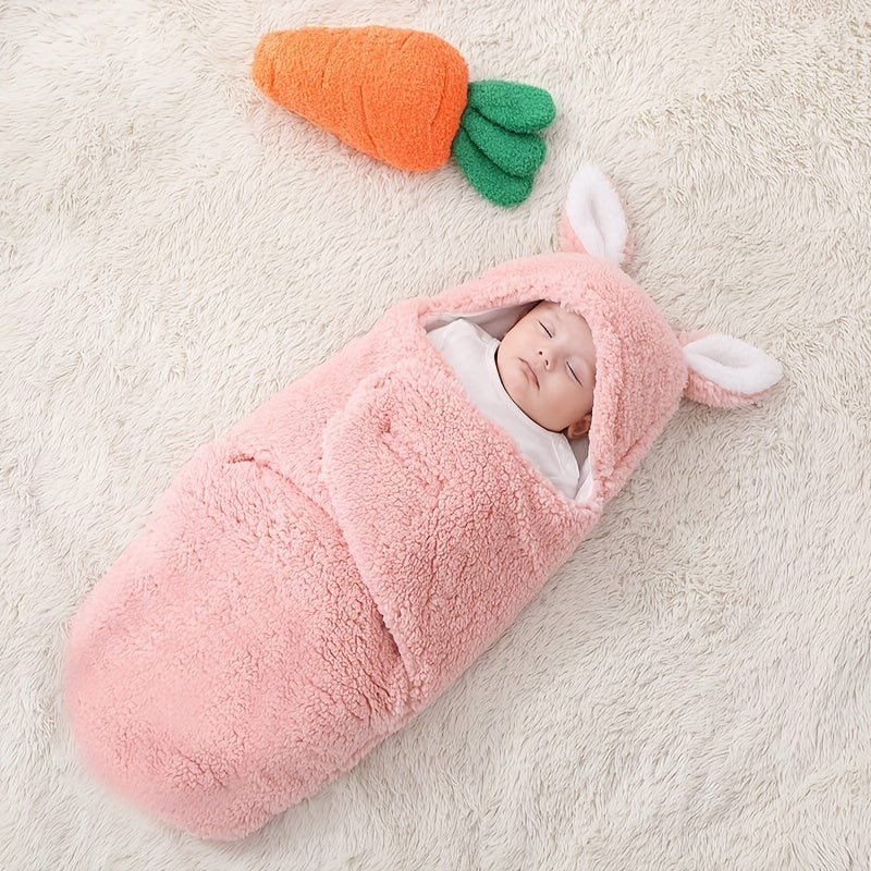 Super Soft Baby Sleeping Bag Fluffy Fleece Newborn Blanket Swaddle Blankets, Unisex Baby Wrap For Newborn Baby Boys Girls With Head-Protecting &amp; Head-Supporting Function, Wearable Swaddle Sleep Sack