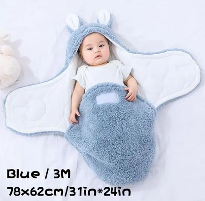 Super Soft Baby Sleeping Bag Fluffy Fleece Newborn Blanket Swaddle Blankets, Unisex Baby Wrap For Newborn Baby Boys Girls With Head-Protecting &amp; Head-Supporting Function, Wearable Swaddle Sleep Sack