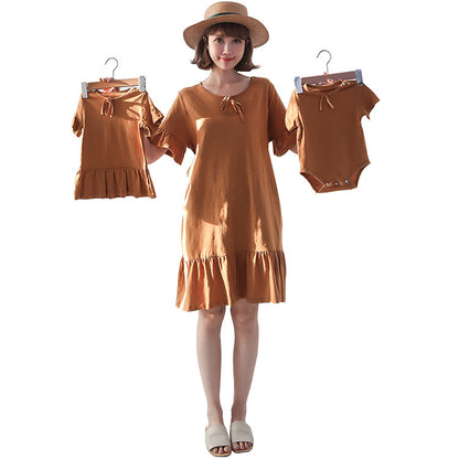 Mid-length Maternity Dress Parent-child Nursing Clothes Slimming