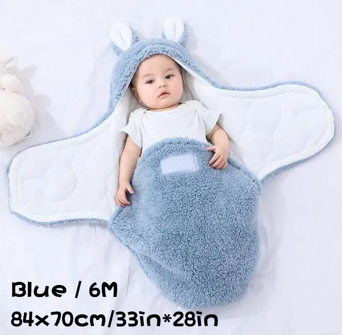 Super Soft Baby Sleeping Bag Fluffy Fleece Newborn Blanket Swaddle Blankets, Unisex Baby Wrap For Newborn Baby Boys Girls With Head-Protecting &amp; Head-Supporting Function, Wearable Swaddle Sleep Sack