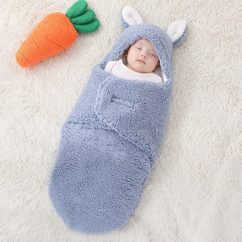 Super Soft Baby Sleeping Bag Fluffy Fleece Newborn Blanket Swaddle Blankets, Unisex Baby Wrap For Newborn Baby Boys Girls With Head-Protecting &amp; Head-Supporting Function, Wearable Swaddle Sleep Sack