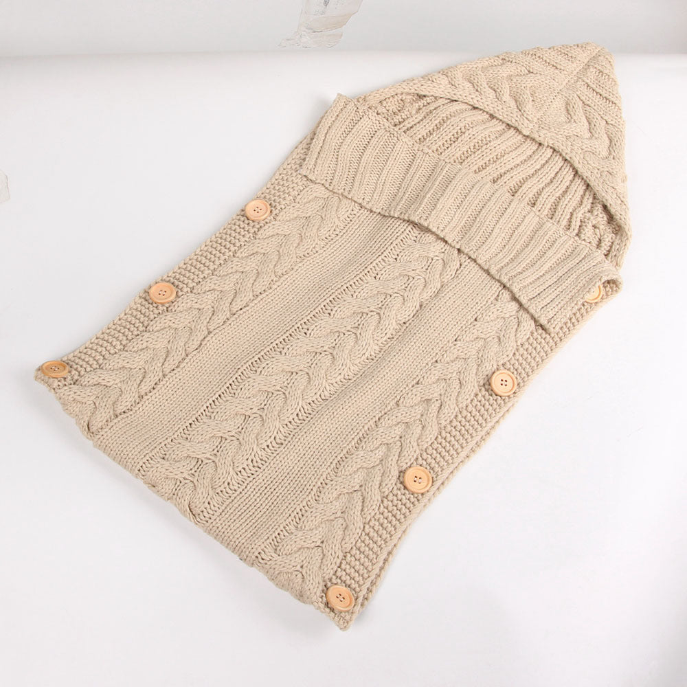 New Autumn Winter Newborn Baby Boy Girl Knit Sleeping Bag Clothes Infant Baby Pure Color Hold Blanket